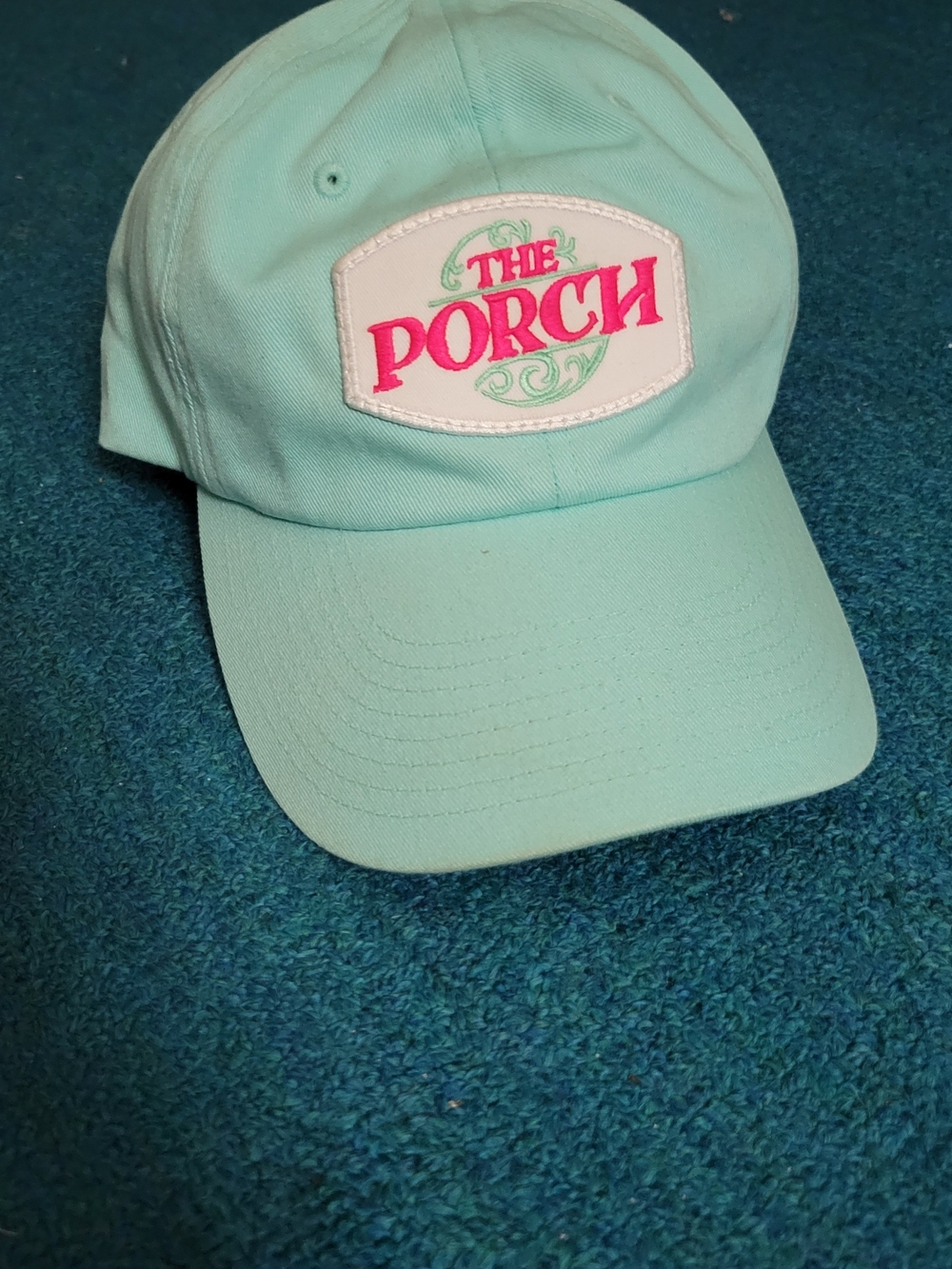 "The Porch" Mint Green Embroidered Logo Baseball Cap
